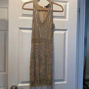 Parker Black Sequin Fringe Dress